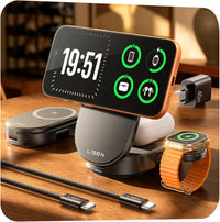 LISEN W121 Qi2.2 3-in-1 Ladestation 25 W inkl. 45 W Netzteil