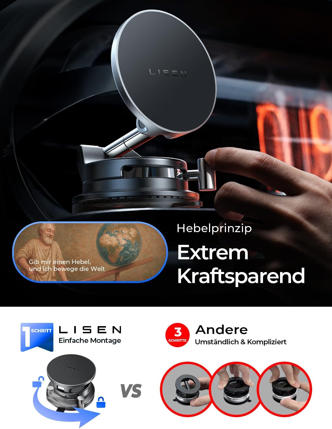 LISEN W608 Pro Qi2.2 Wireless Car Charger