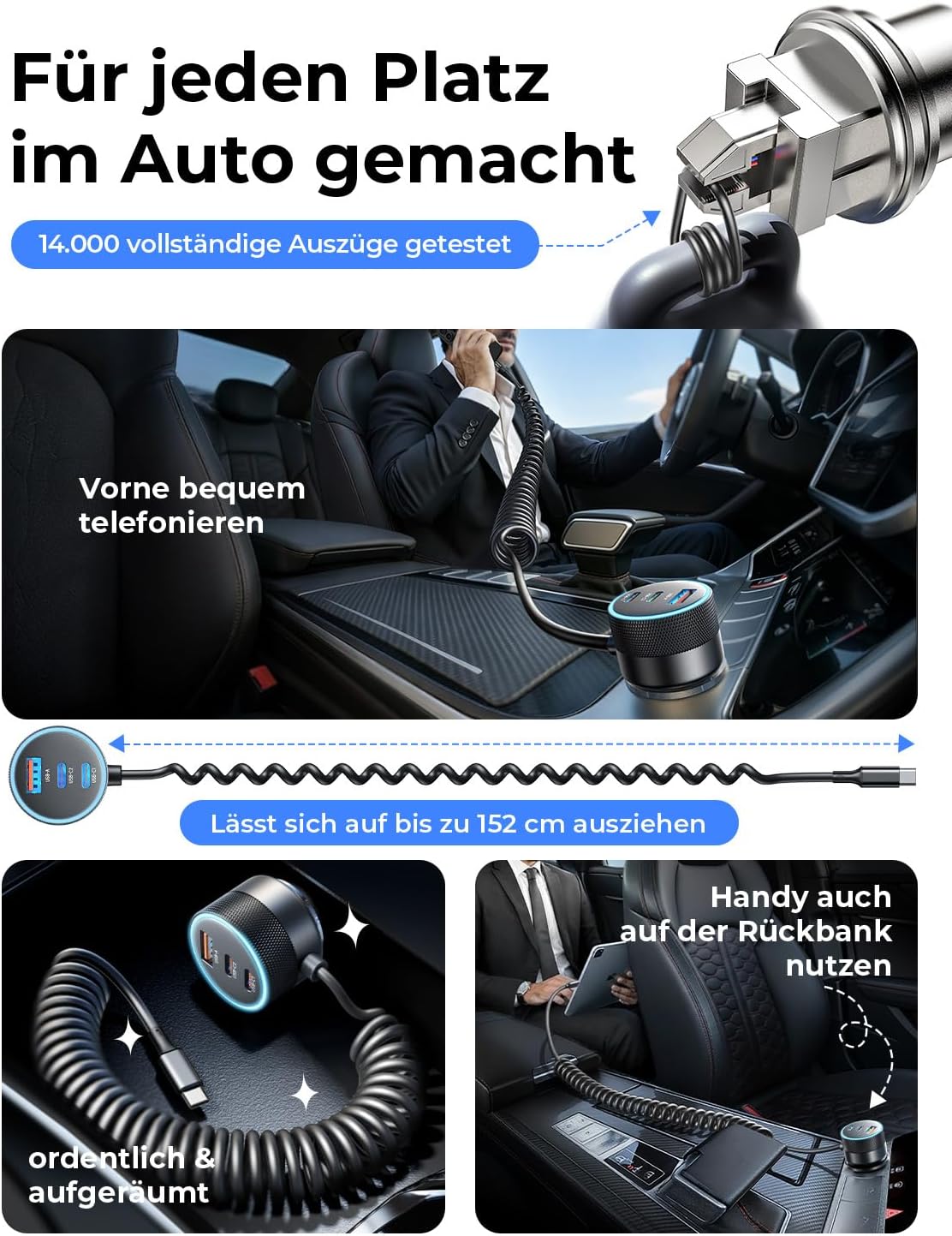 LISEN Car Charger with Cables