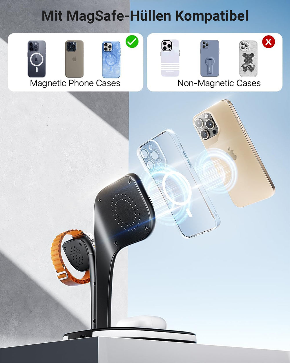 3-in-1 Magnetic PowerBase Charging Station for iPhone