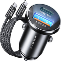 LISEN Kfz-Ladegerät 36 W USB-C + USB-A inkl. 60 W USB-C-Kabel
