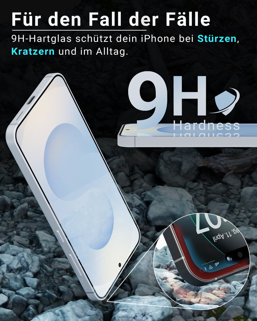 Kratzer bleiben im Glas, nicht im Display.