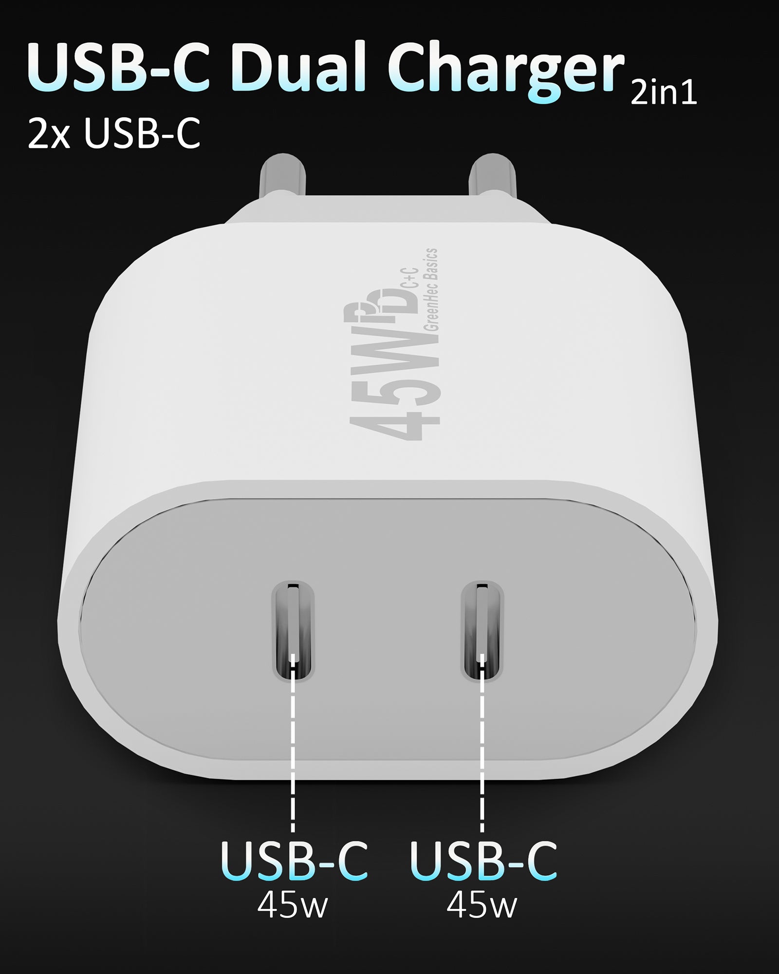 45w USB-C Dual Charger + USB-C Kabel