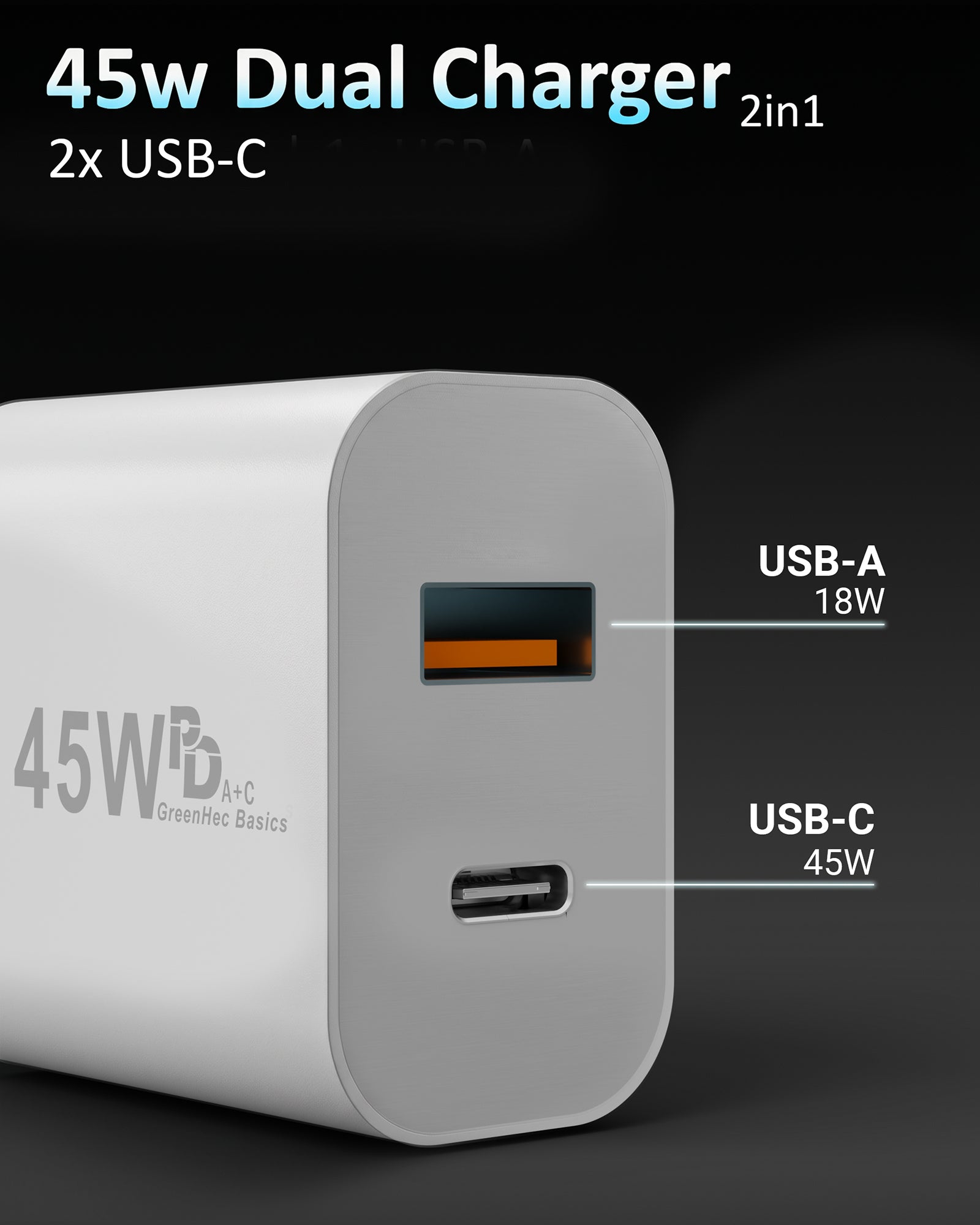45w USB + USB-C Dual Charger