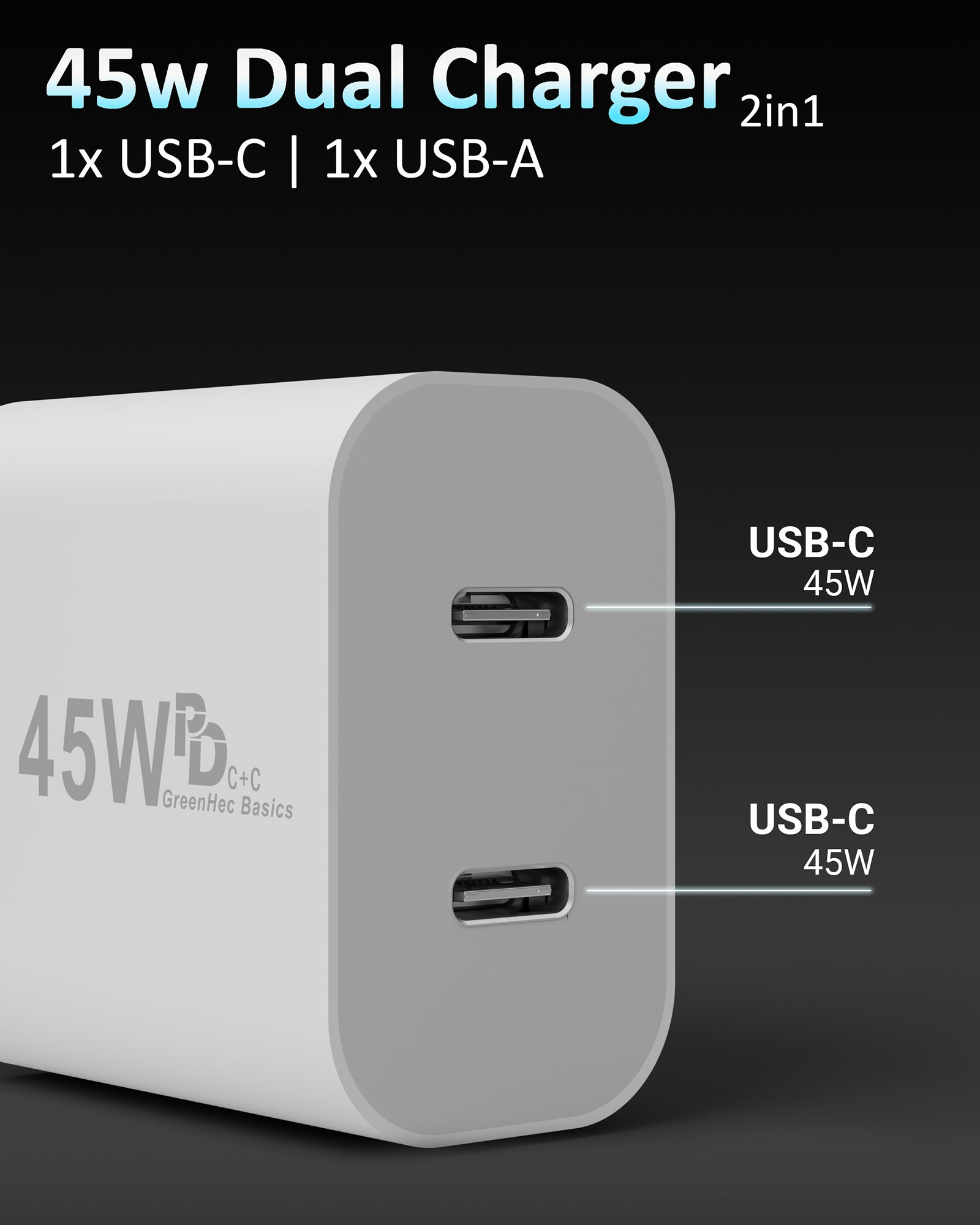 45w USB-C Dual Charger + USB-C Kabel