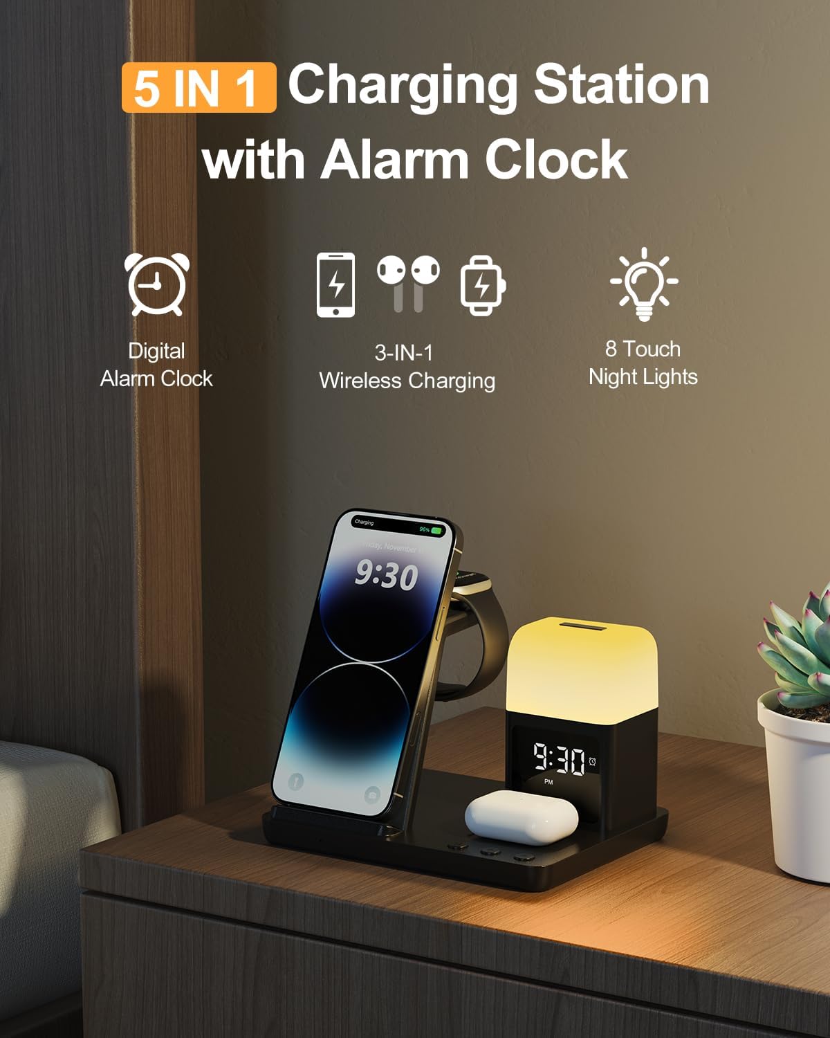 5-in-1 Alarm Clock PowerBase for iPhone