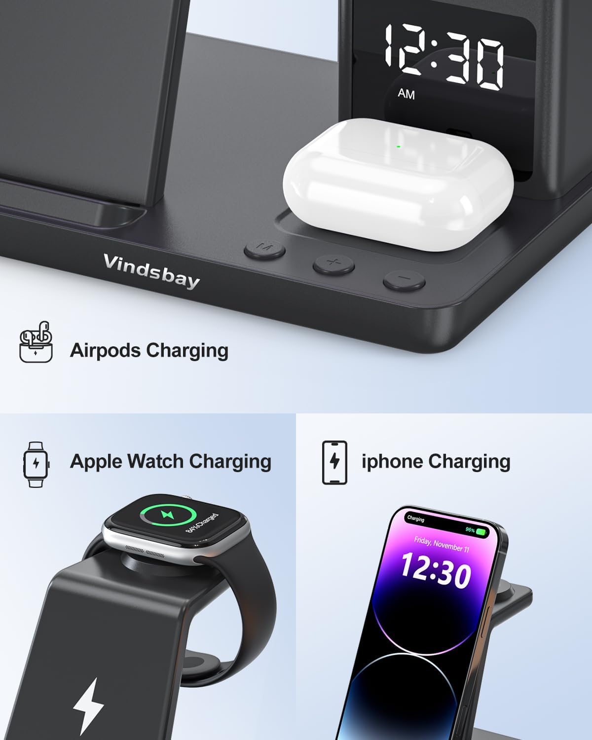 5-in-1 Alarm Clock PowerBase for iPhone