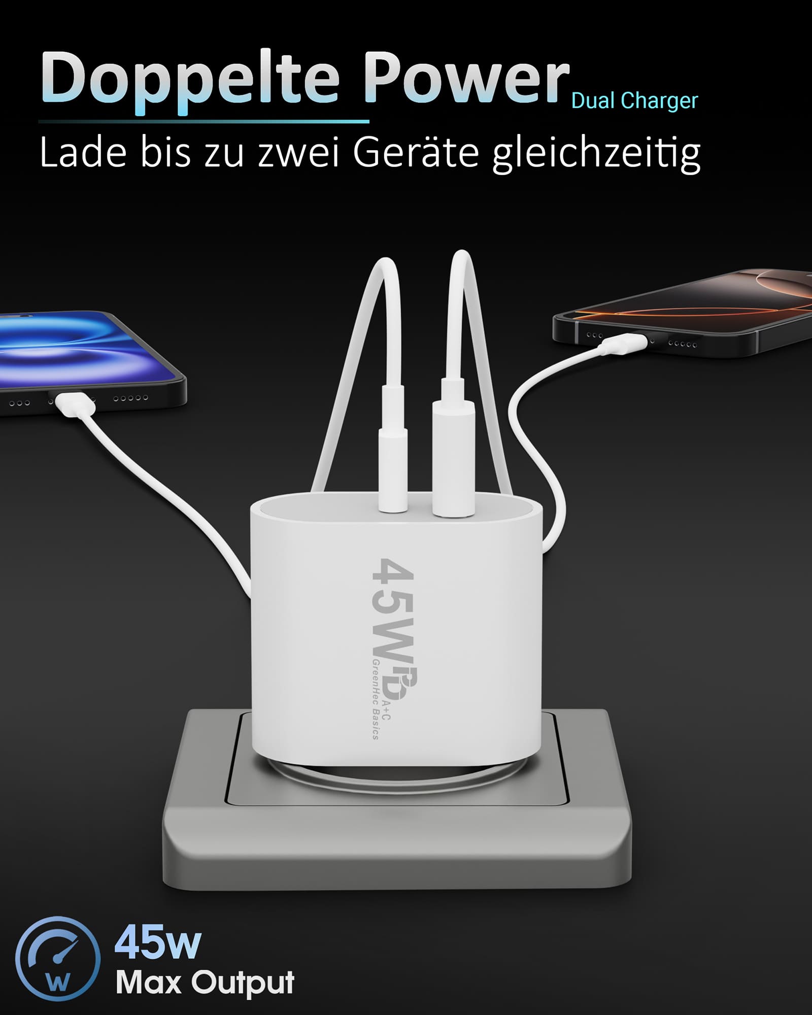 45w USB + USB-C Dual Charger