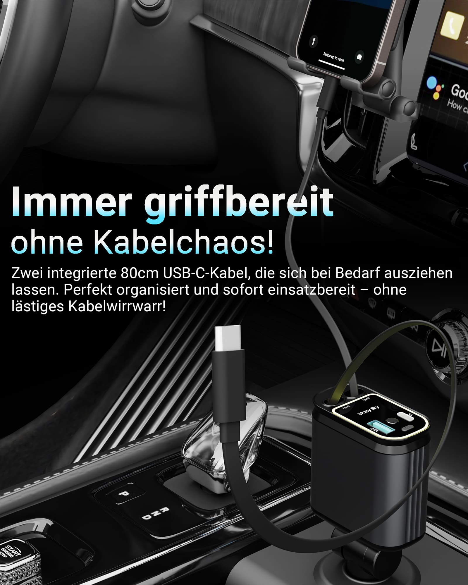 4in1 FlexCharge Auto USB-C Ladegerät
