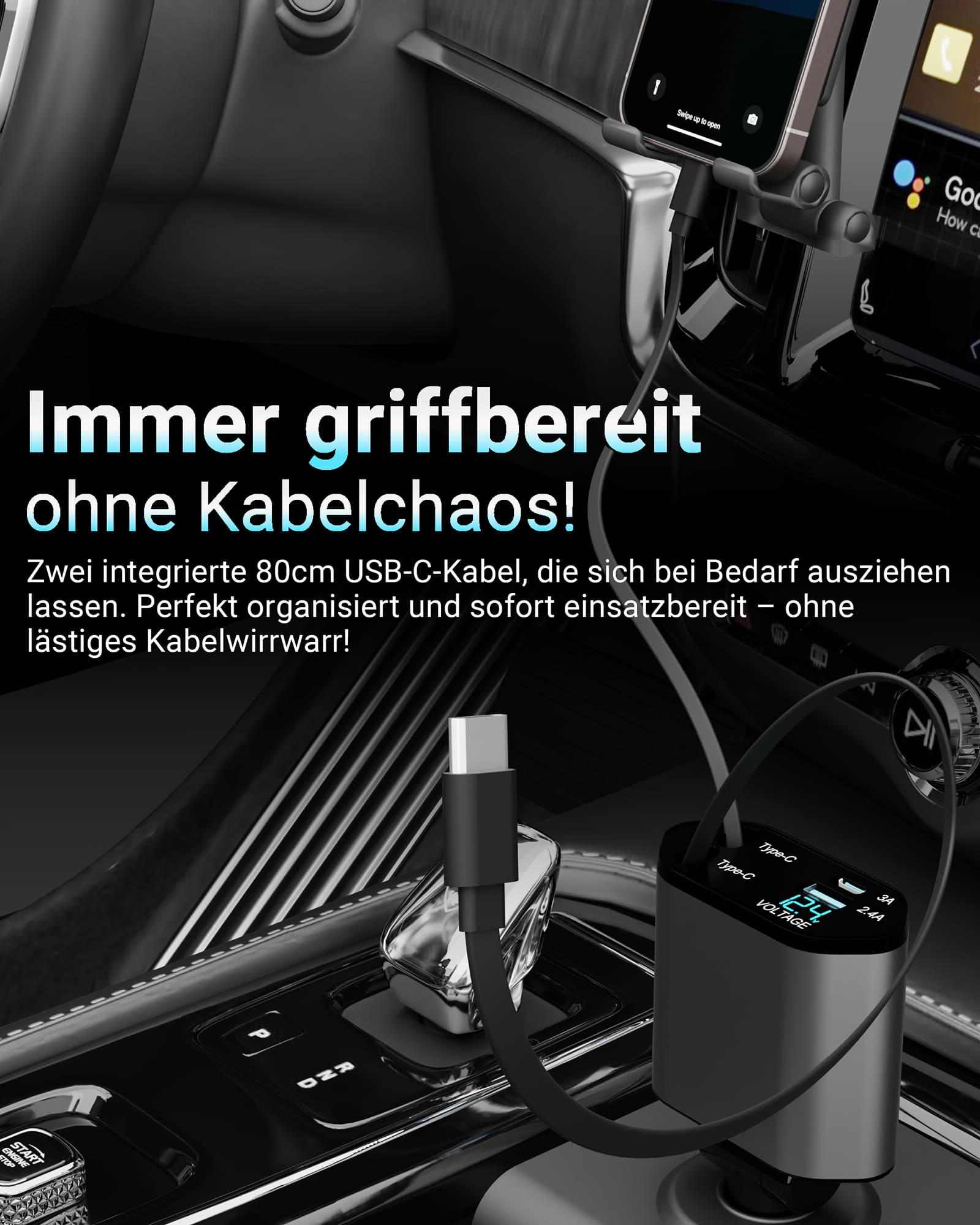 4in1 FlexCharge Auto USB-C Ladegerät