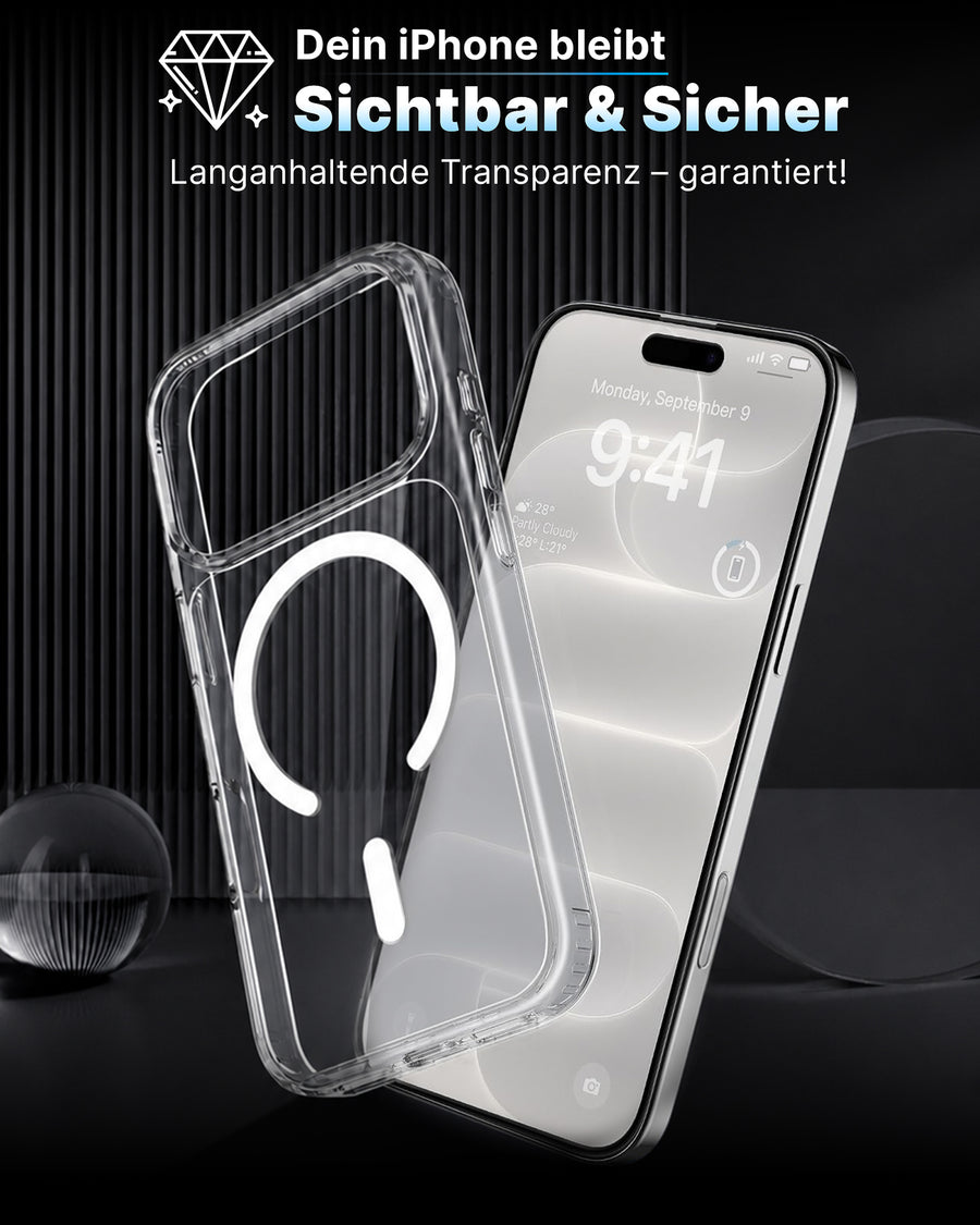 Nežloutne. Zůstává průhledné.