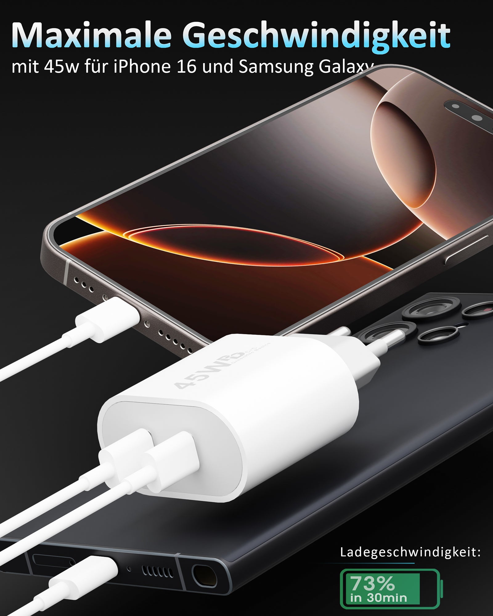 45w USB-C Dual Charger + USB-C Kabel