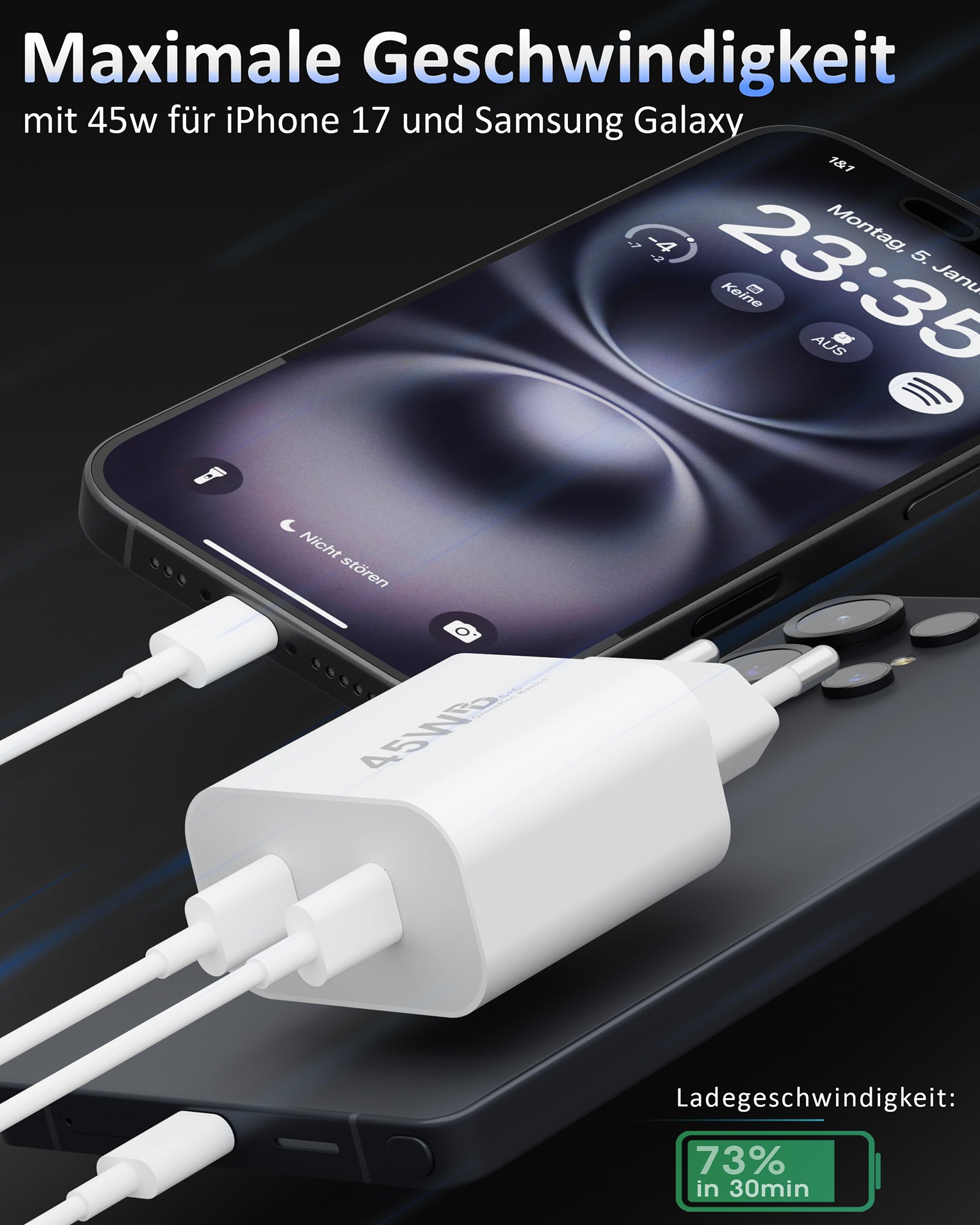 45w USB-C Dual Charger + USB-C Kabel
