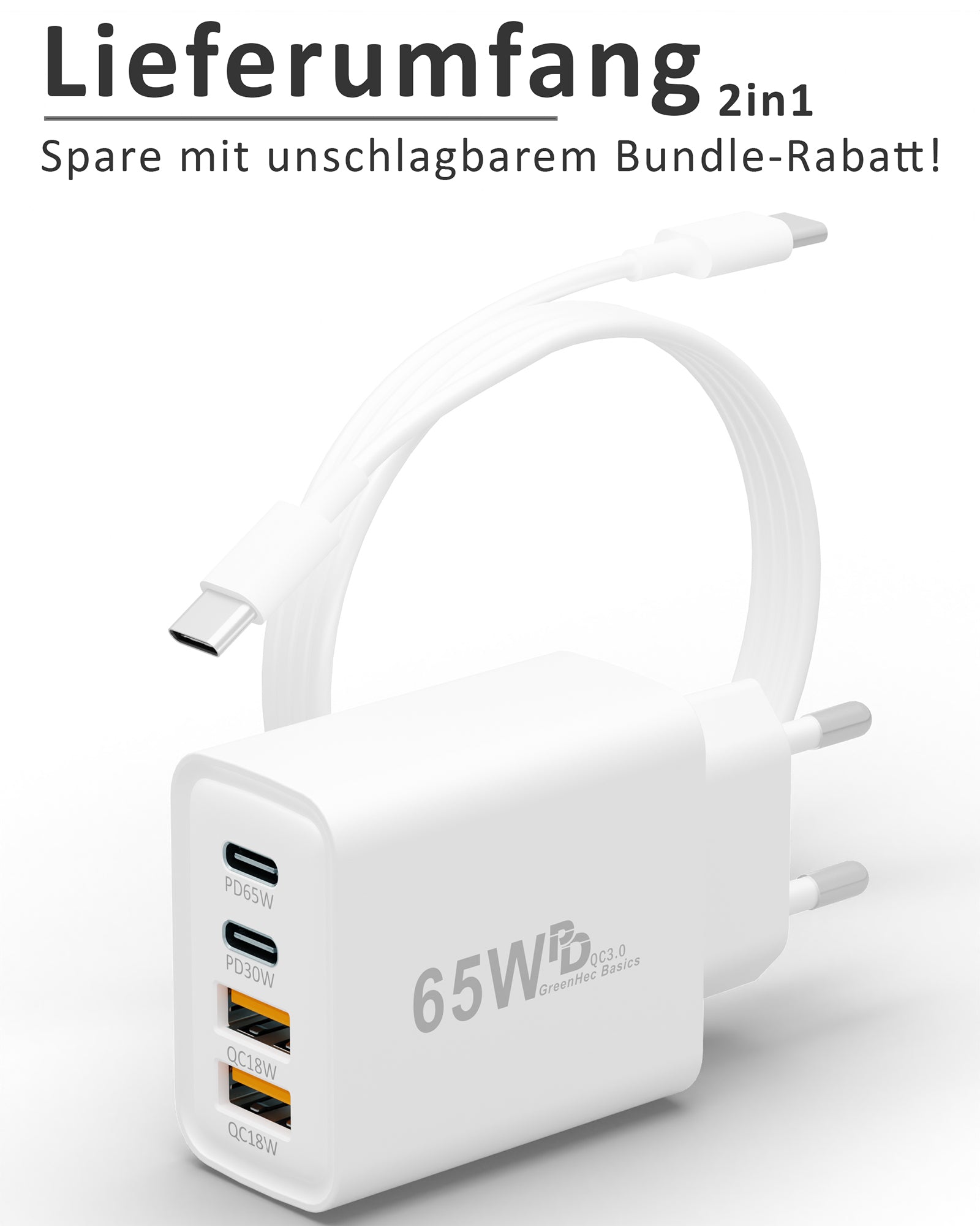 65w Quatro Charger + USB-C Kabel