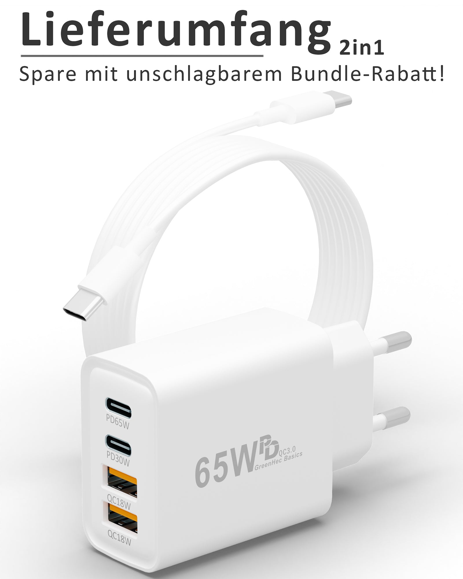 65w Quatro Charger + USB-C Kabel