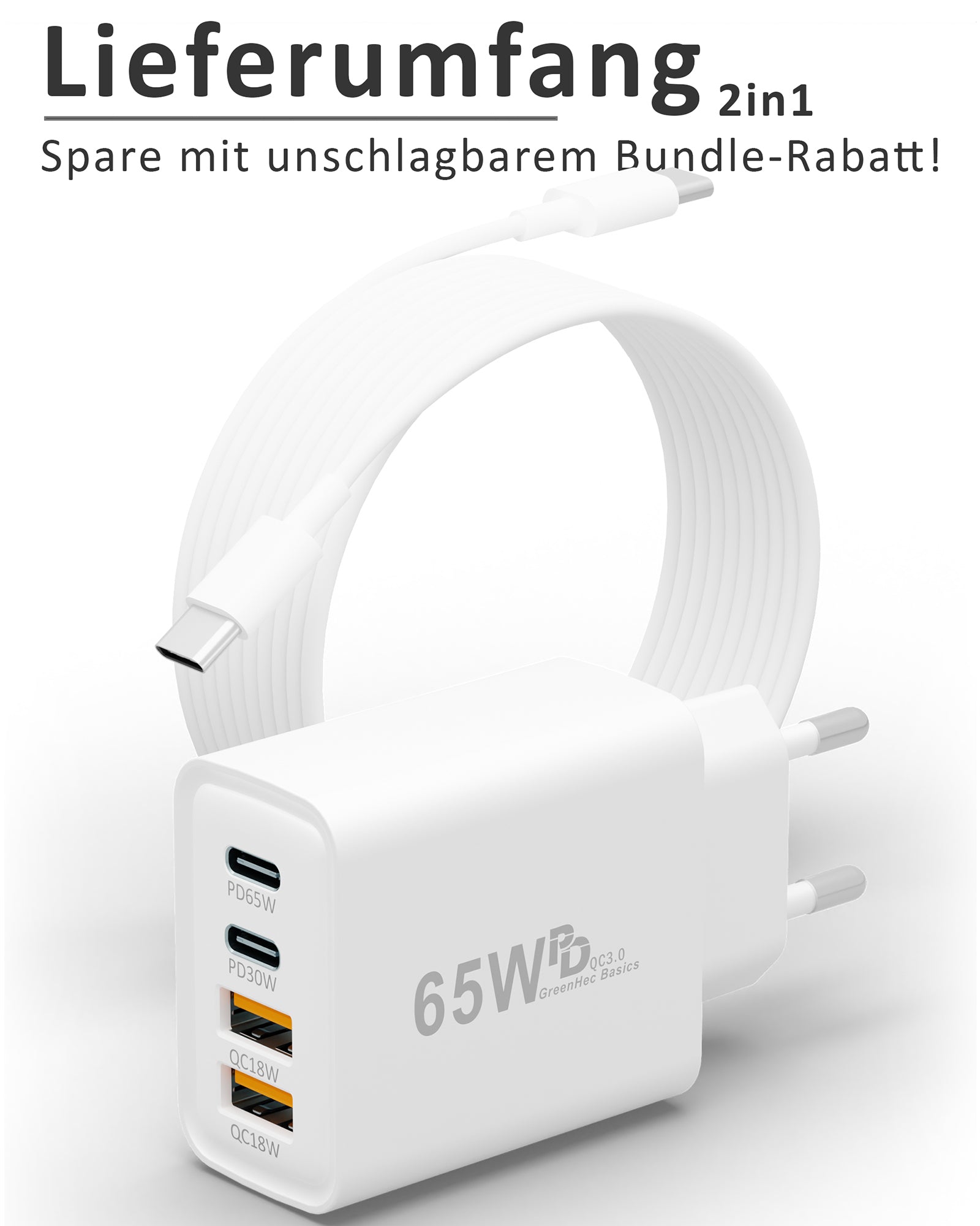 65w Quatro Charger + USB-C Kabel