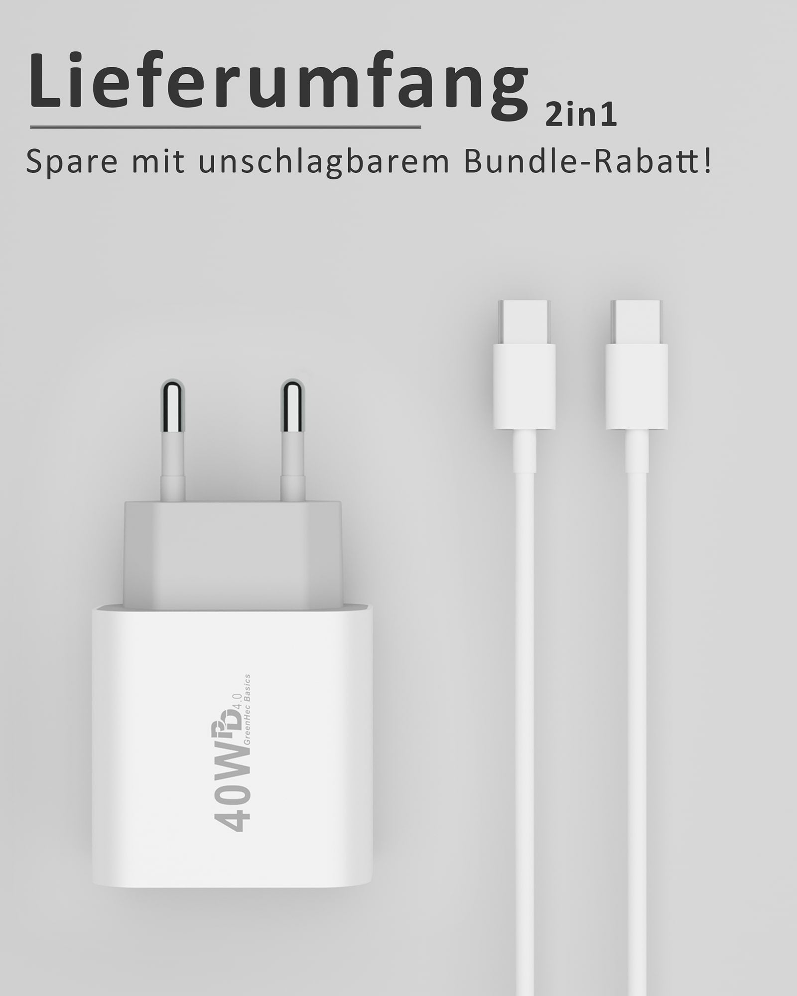 Power Essentials Bundle - MagSafe Ladegerät + USB-C Kabel + 40w Dual Charger | Netzteil Stecker 3in1