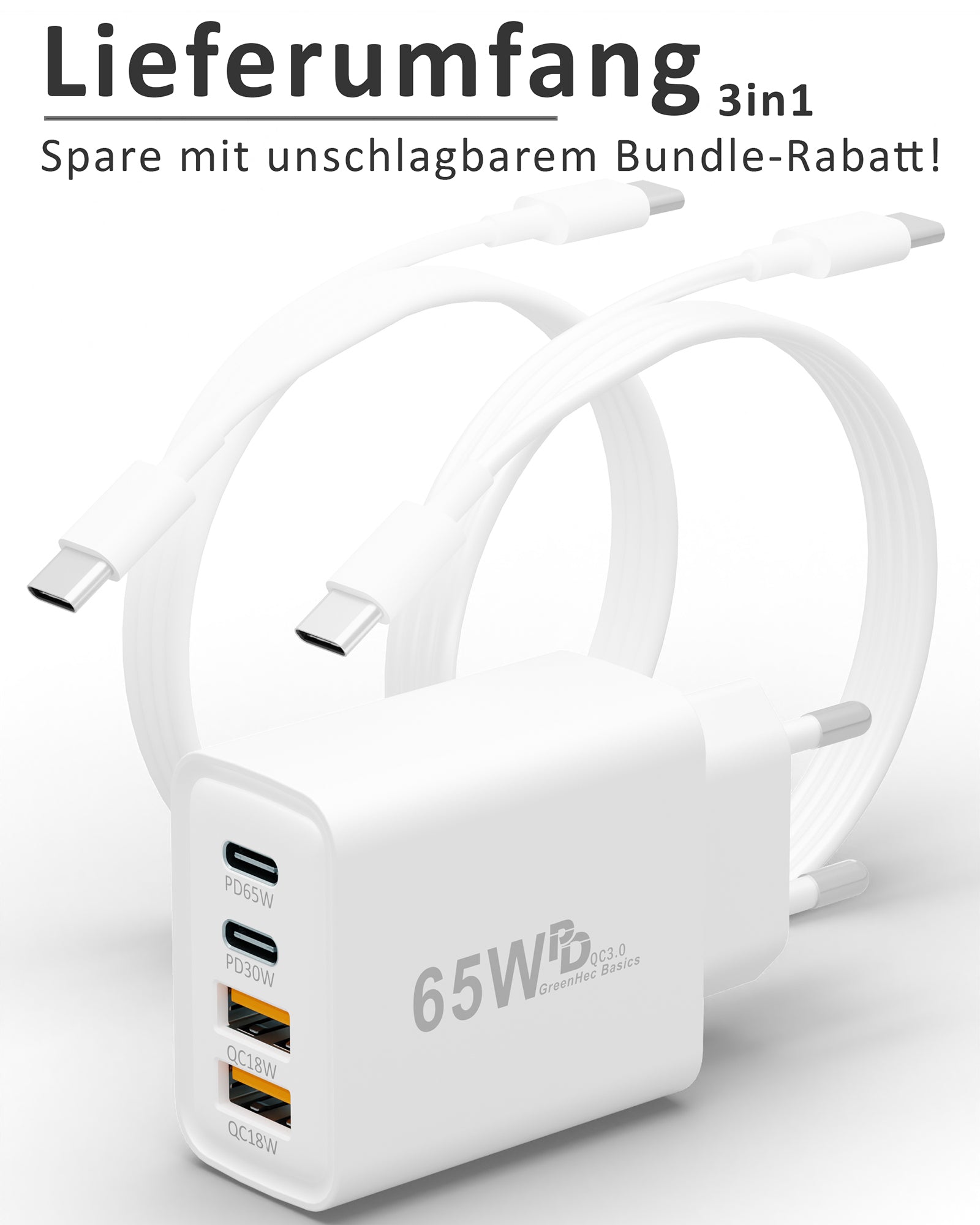 65w Quatro Charger + USB-C Kabel