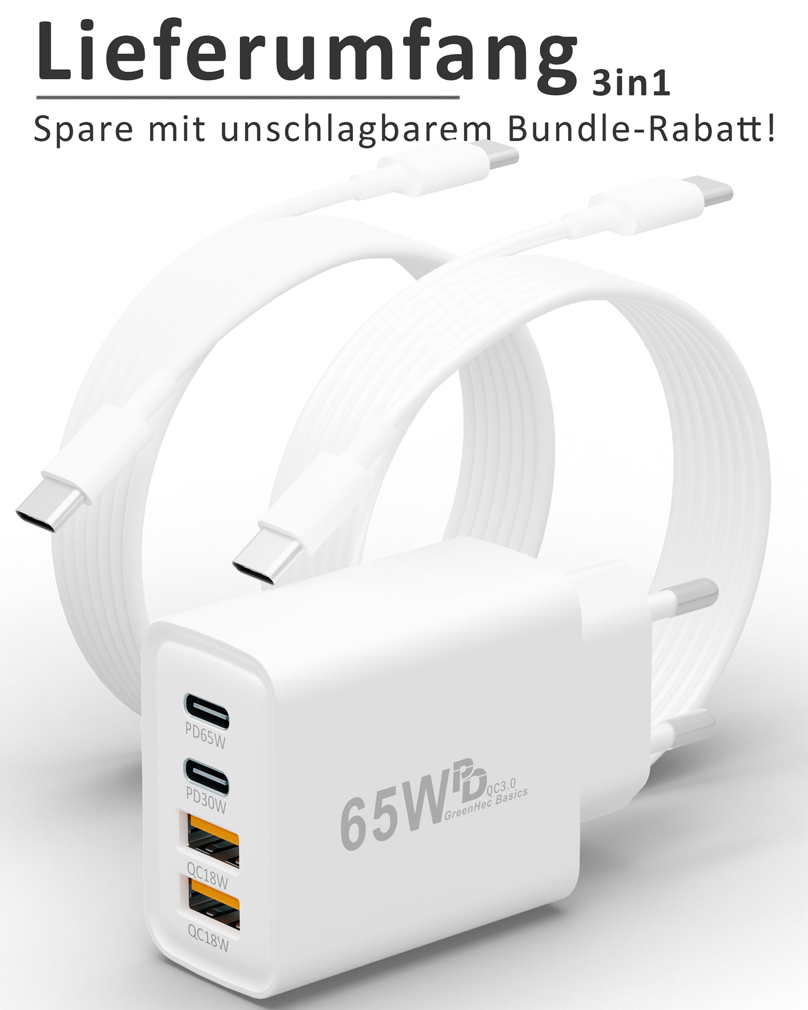 65w Quatro Charger + USB-C Kabel