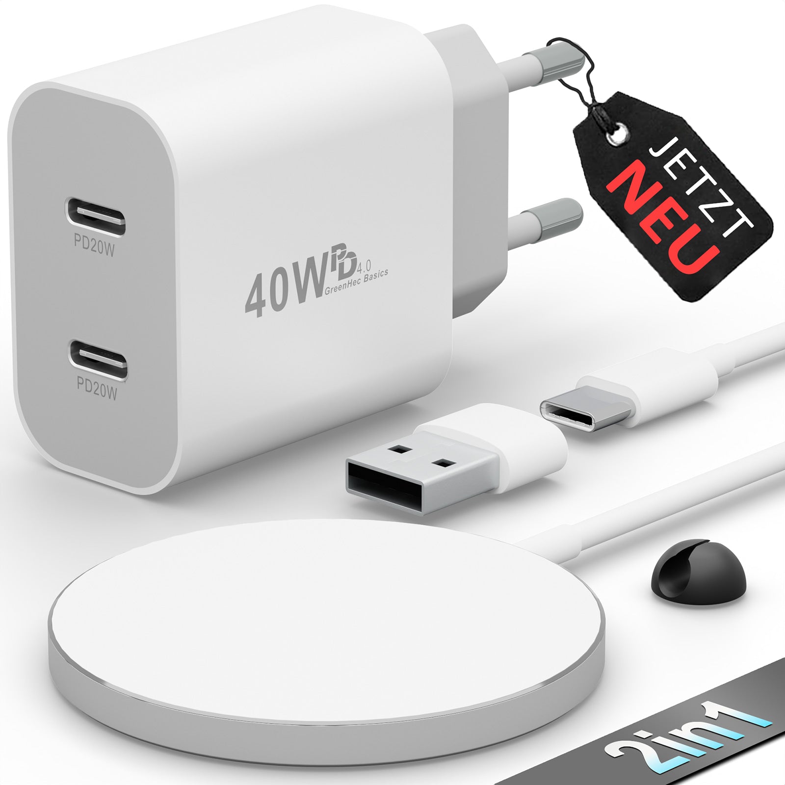 Power Essentials Bundle - MagSafe Ladegerät + USB-C Kabel + 40w Dual Charger | Netzteil Stecker 3in1
