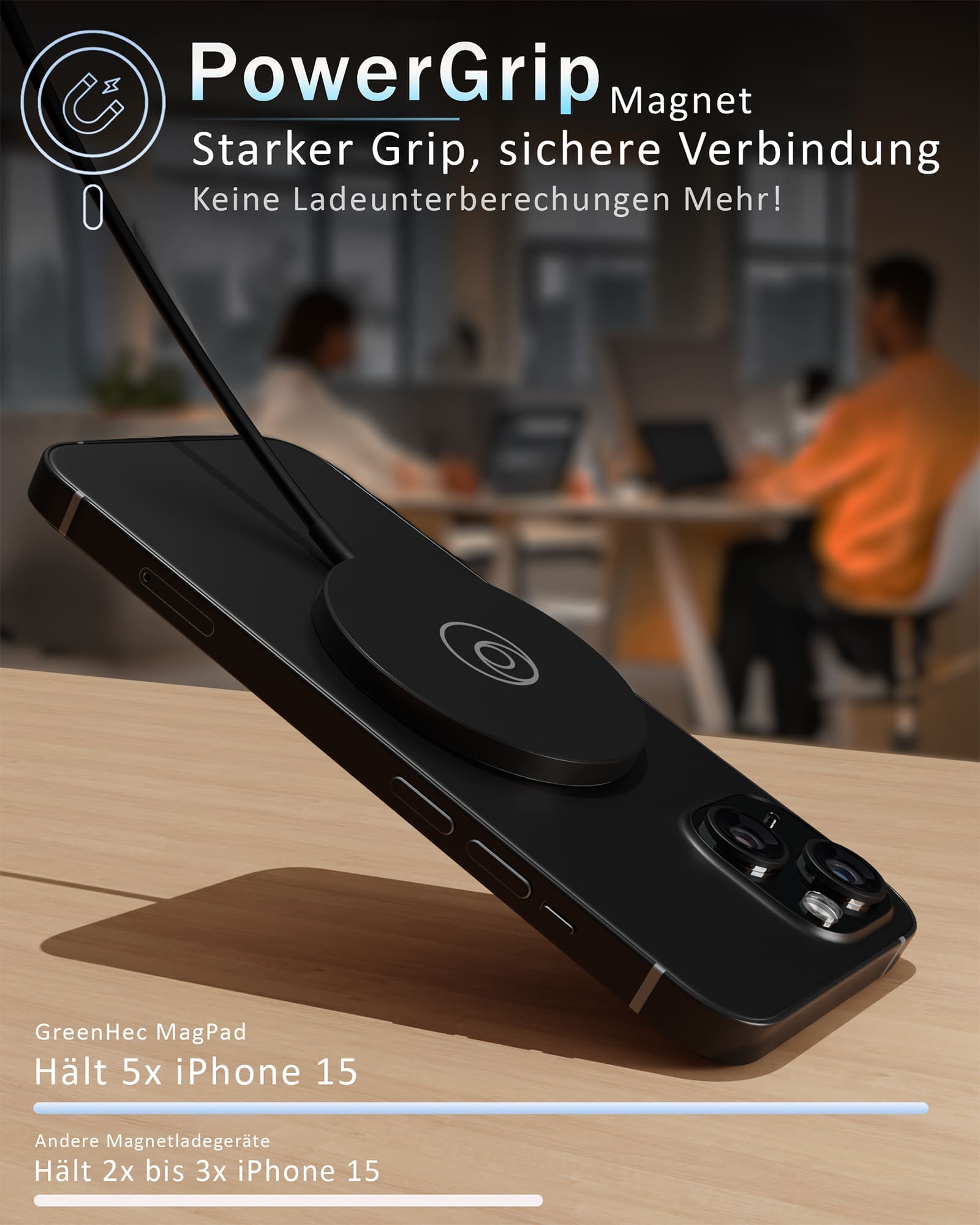 Magnetic MagPad - MagSafe Ladegerät 1,5m Kabel