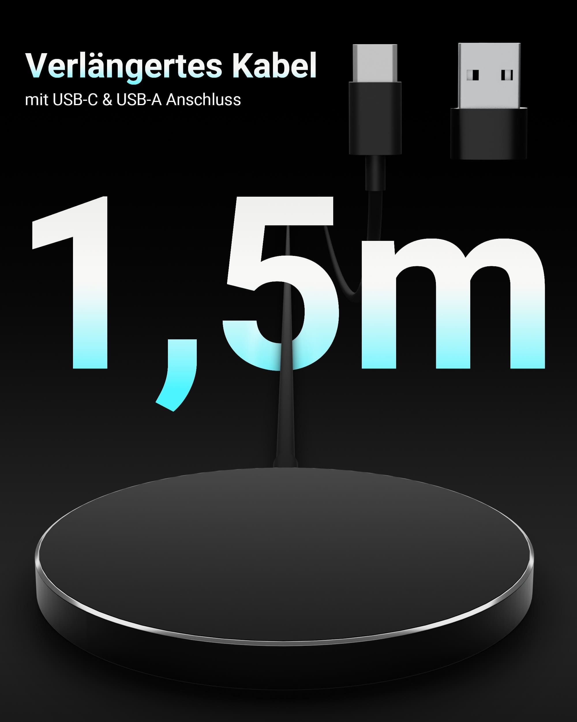 Magnetic MagPad - MagSafe Ladegerät 1,5m Kabel