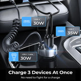LISEN Chargeur voiture avec câbles intégrés – pour iPhone et USB-C