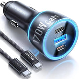 LISEN B105 Kfz-Schnellladegerät 140 W + 30 W inkl. geflochtenem USB-C-Kabel