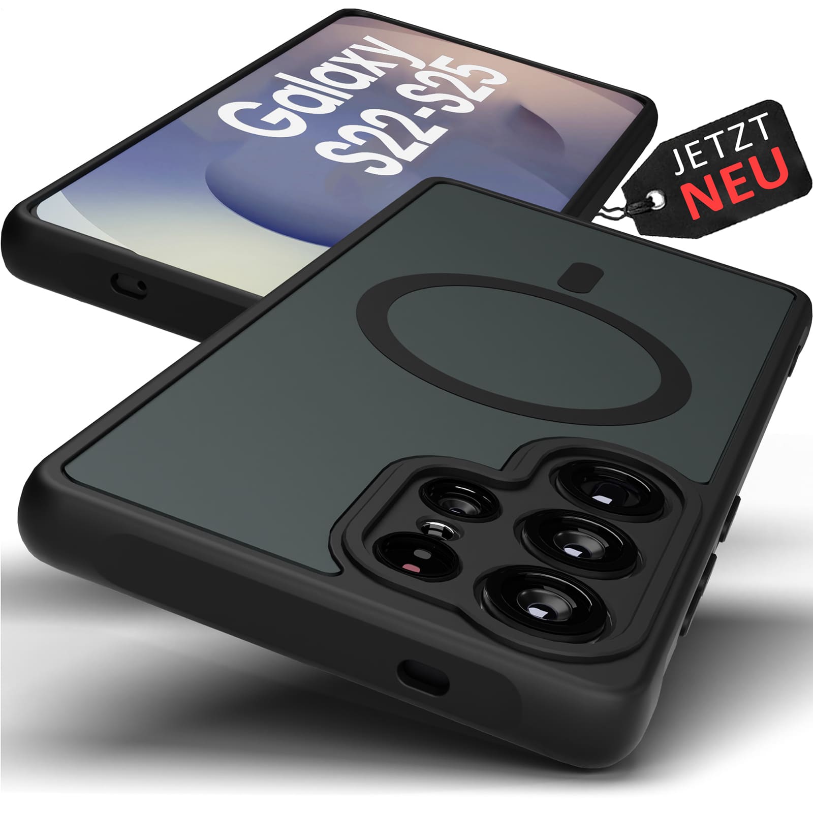 GreenHec Frosted Black MagSafe Case - Hülle für Samsung Galaxy S25 S24 S23 S22 Plus Ultra