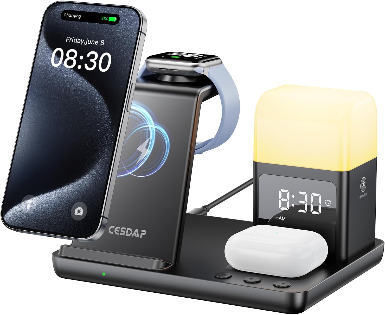 5-in-1 Alarm Clock PowerBase for iPhone