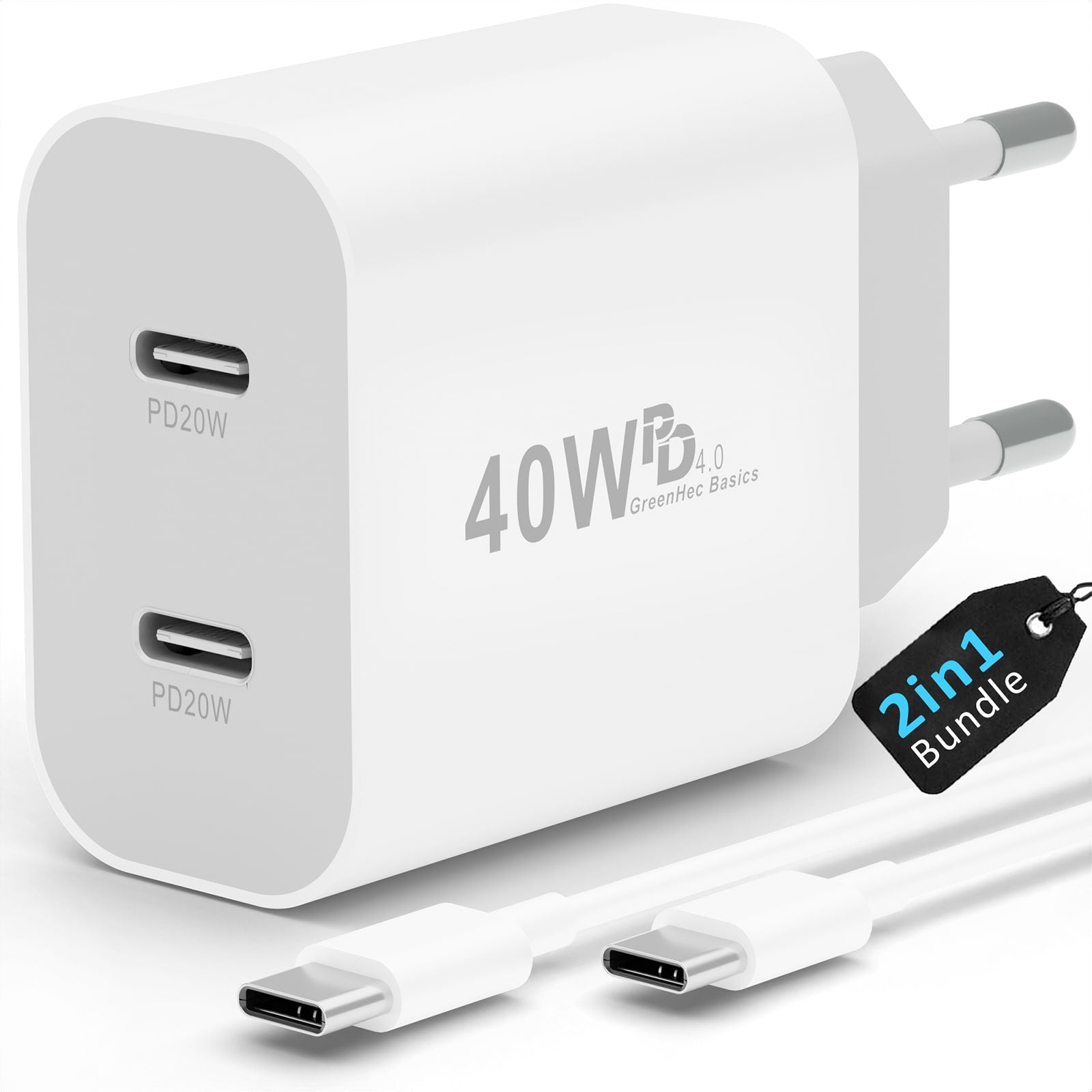Power Essentials Bundle - MagSafe Ladegerät + USB-C Kabel + 40w Dual Charger | Netzteil Stecker 3in1