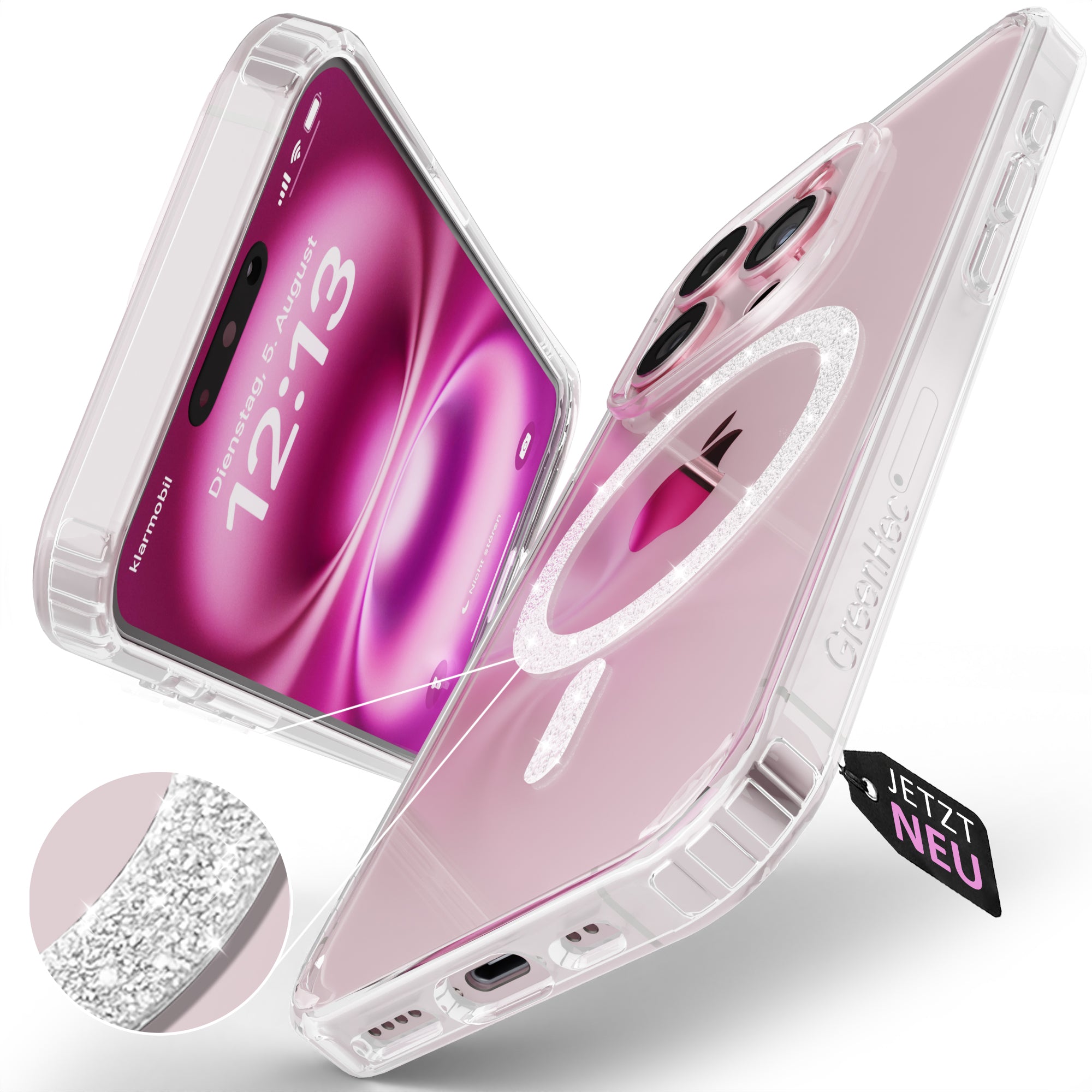 IceGlow Clear Case - Glitzer Handyhülle für iPhone