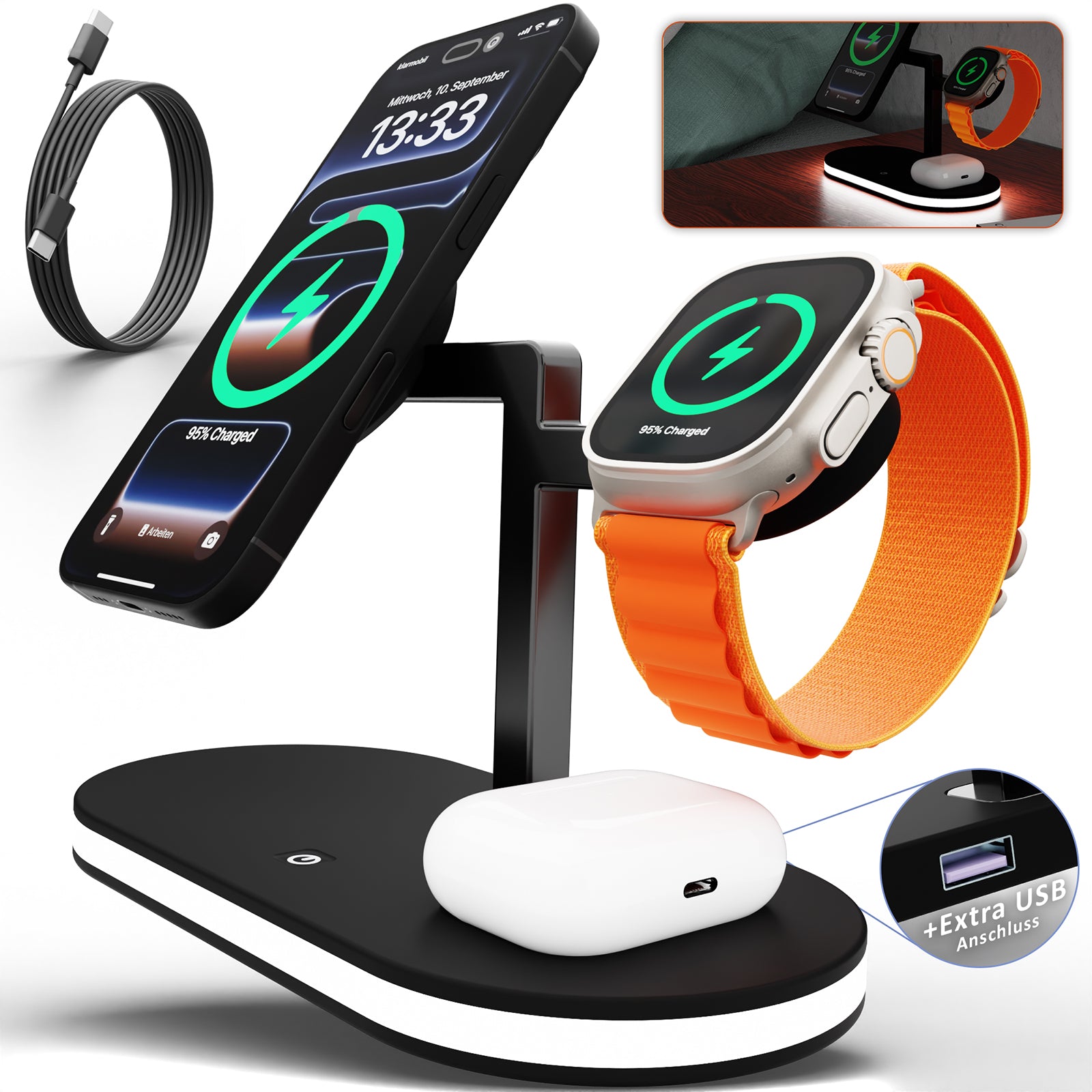 4in1 Magnetic LED PowerBase für iPhone