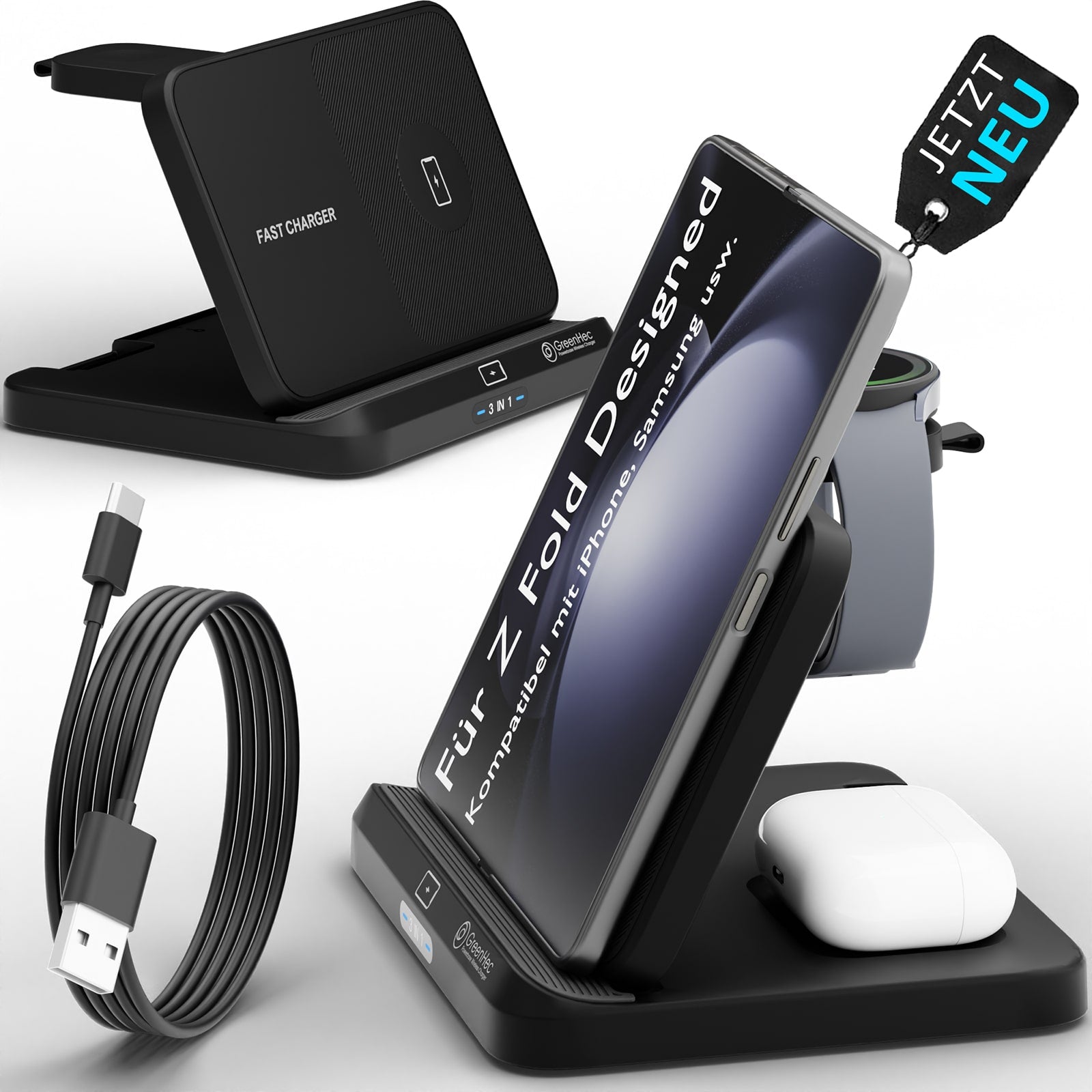 3in1 PowerBase Ladestation für Samsung Foldable