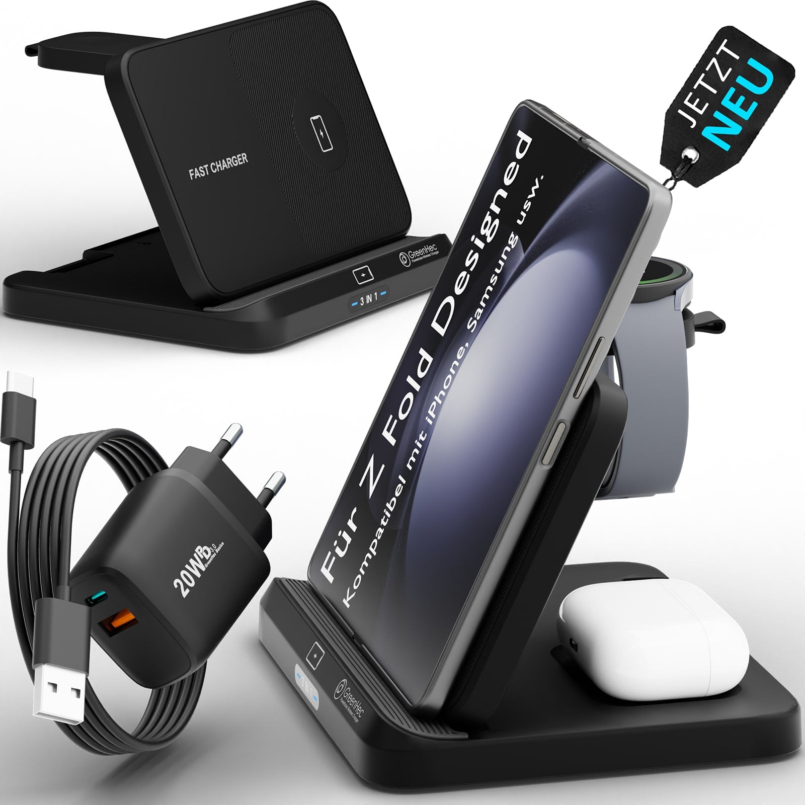 3in1 PowerBase Ladestation für Samsung Foldable
