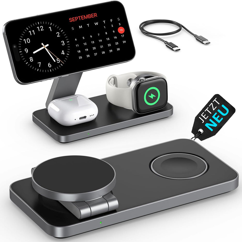 3-in-1 Magnetic PowerBase Travel Charger - Charging Station for iPhone