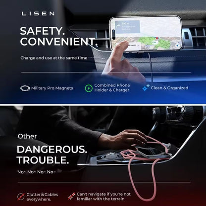 LISEN W605 Wireless-Charger mit Klemmarm – kabelloses Laden im Auto