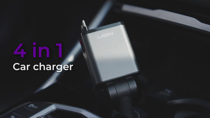 LISEN B104 Kfz-Schnellladegerät – einziehbares Kabel & USB-Ports